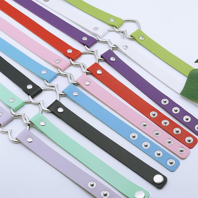 ETHOON Love Heart Adjustable Leather Choker Punk PU Necklace Goth Choker Soft Collar Chain for Women - Image 5